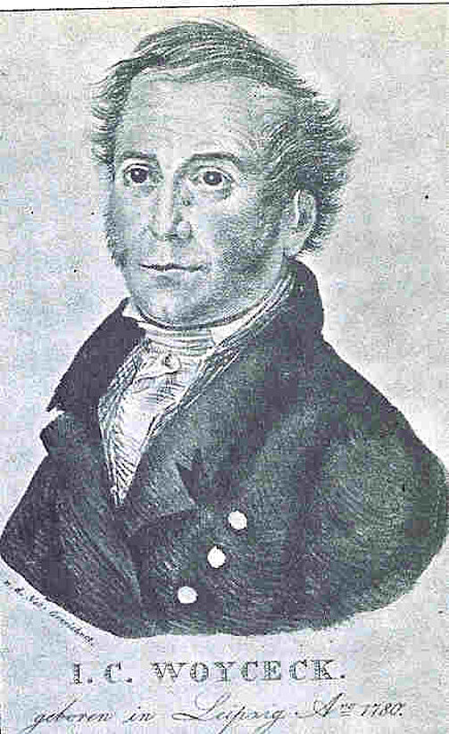 Johann Christian Woyzeck (1780-1824) führte ein unruhiges Leben und trat nach Jahren der Wanderschaft in den Mecklenburgischen Militärdienst ein. Im Jahre 1821 ermordete er seine Geliebte und wurde nach einem langwierigen Prozess zum Tode verurteilt. 
