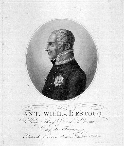 Anton Wilhelm von L'Estocq (1738-1815) war ein preußischer General, der sich bei PReußisch-Eylau auszeichnete und später Gouverneur von Berlin wurde.