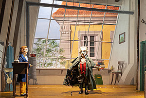 Szenenfoto aus »Der Sandmann« aus einer Aufführung des Bamberger Marionettentheaters