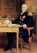 Louis XVIII. de Bourbonen (1755-1824) war nach der ersten Abdankung Napoléons im Jahre 1814 - nach 23 Jahren Exil - König von Frankreich. Er leitete eine Politik des Ausgleichs zwischen den Royalisten und Bonapartisten ein.