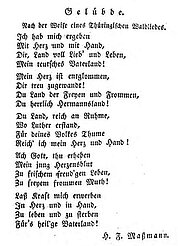 Hans Ferdinand Massmann »Gelübde« aus dem Jahre 1823