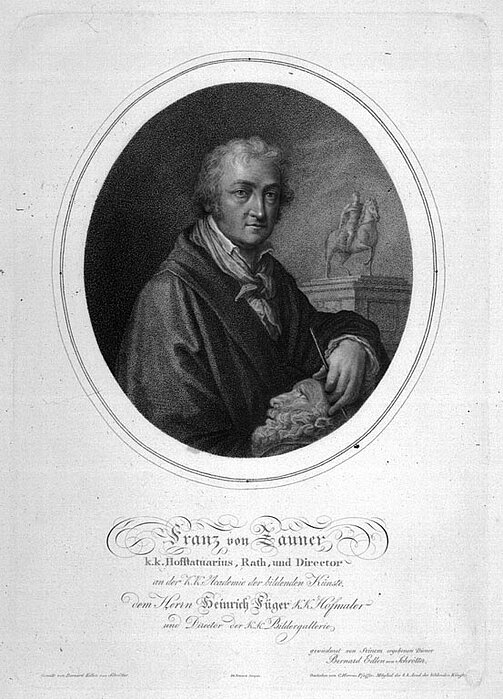 Franz Anton von Zauner (1746-1822) galt als führender Kopf der Wiener Klassik. Er leitete zwischen 1806 und 1815 die Wiener Akademie der Bildenden Künste und wurde durch sein Reiterstandbild Kaiser Joseph II. auf dem Wiener Josephsplatz sehr geachtet.