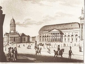 Der Berliner Gendarmenmarkt mit dem alten Schauspielhaus um 1819 © Kleist-Museum