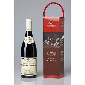 Sonderedition anlässlich der 200. Jahrfeierlichkeiten der Schlacht bei Waterloo eines Gevrey Chambertin Waterloo Edition mit Schmuckverpackung