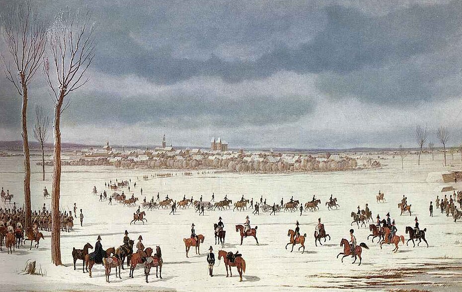 Kapitulation der preußischen Festung Brieg am 16.01.1807 vor Truppen des bayerischen Generals Deroy. 