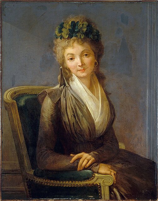 Lucile Desmoulins (1770-1794) war die Ehefrau von Camille Desmoulins, die während der Hinrichtung ihres Gatten das Volk zu einer Revolution gegen die Terrorherrschaft Robespierres aufrief. Zusammn mit General Dillon wurde sie der Verschwörung angeklagt und hingerichtet.
