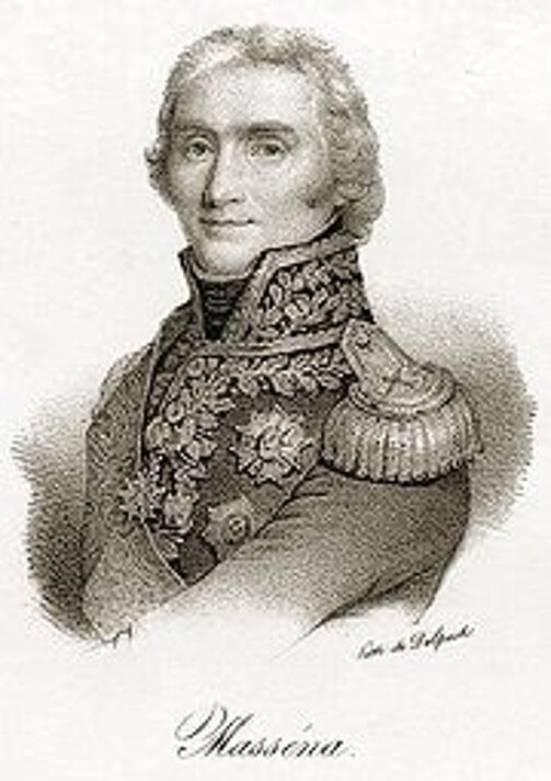 André Masséna (1758-1817) führte das Kommando über die Zürich-Armee und später über die Italienarmee des Konsuls Bonaparte. Seit dem Jahre 1810 führte den Krieg auf der iberischen Halbinsel. Im Jahre 1811 wurde er durch Marschall Marmont abgelöst