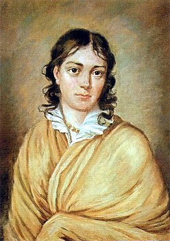 Bettine von Arnim (1785-1859) war eine deutsche Schriftstellerin. Sie war die Schwester von Clemens Brentano und Gattin Ludwig Joachim von Arnims. Mit Goethe unterhielt sie als Kind einen Briefwechsel, den sie später veröffentlichte.