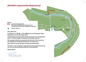 Gesperrte Wege im Tiefurter Park 2016