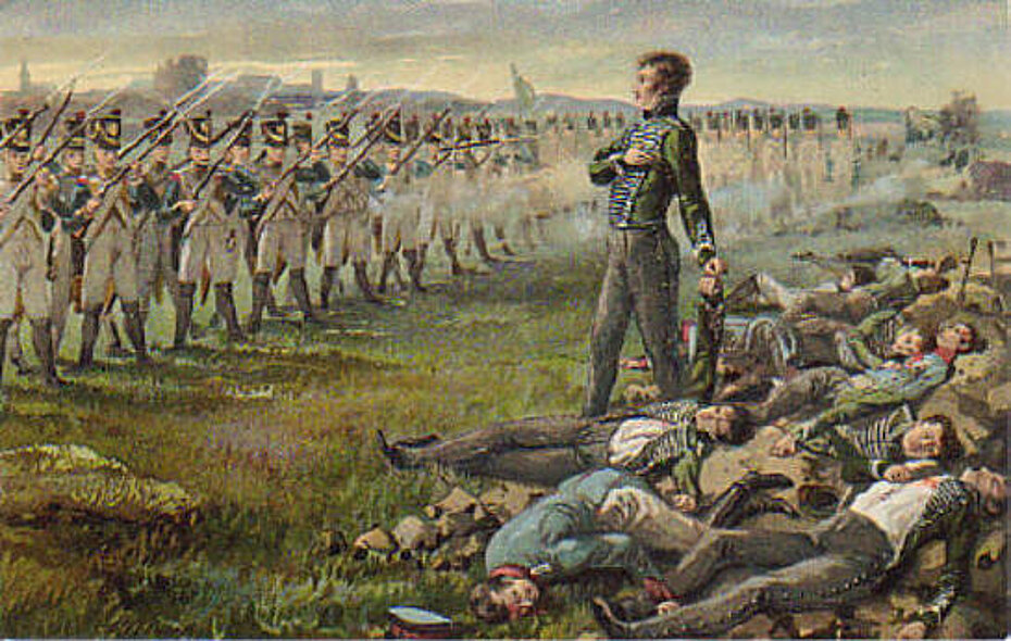 Erschießung der 11 Schillschen Offiziere. Stehend Hans Gustav Albert von Wedell