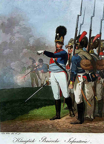 Königlich bayerische Infanterie wird durch ihren Offizier eingewiesen
