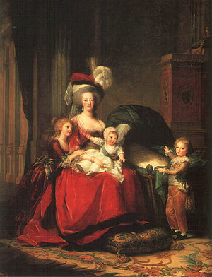 Marie Antoinette (1755-1793) im Kreise ihrer Kinder 1767 von Élisabeth Vigée-Lebrun gemalt.