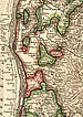 Die Herrschaft Heitersheim (pink) mit Enklaven um das Jahr 1718 nach einer Karte von Johann Baptist Homann
