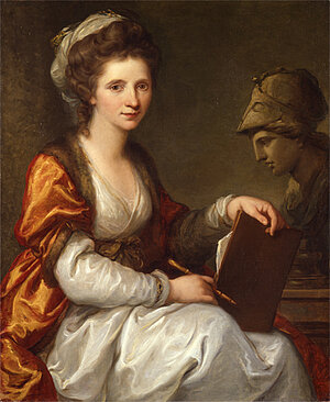 Angelika Kauffmann - Selbstbildnis mit Büste der Minerva um das Jahr 1784 entstanden. Gemalt mit Öl auf Leinwand © Bündener Kunstmuseum