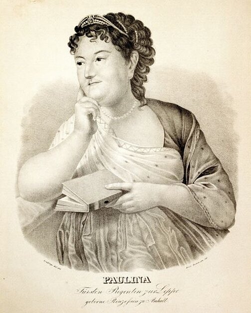 Pauline zur Lippe (1769-1820) von 1802 bis 1820 Fürst-Regentin für ihreminderjährigen Sohn Leopold II.,  sicherte die Souveränität Lippes gegenüber Napoleon durch den Beitritt zum Rheinbund.