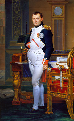Napoléon Bonaparte (1769-1821) im Jahre 1812 mit Hand in der Weste.